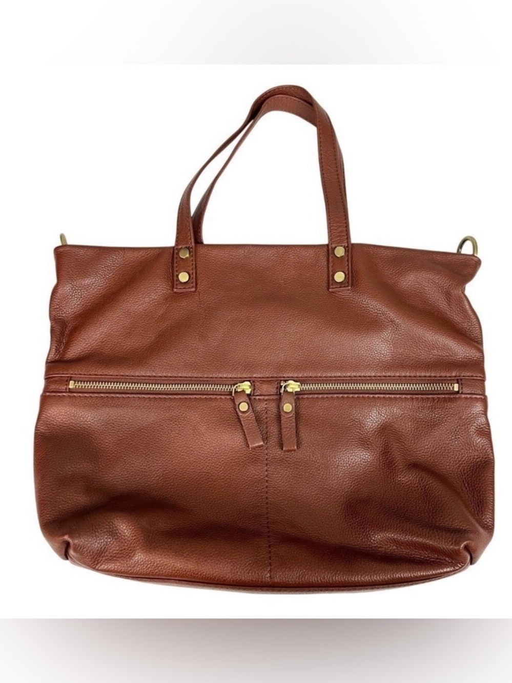 Aspen Brown Pebble Soft Leather Tote with‎ Strap